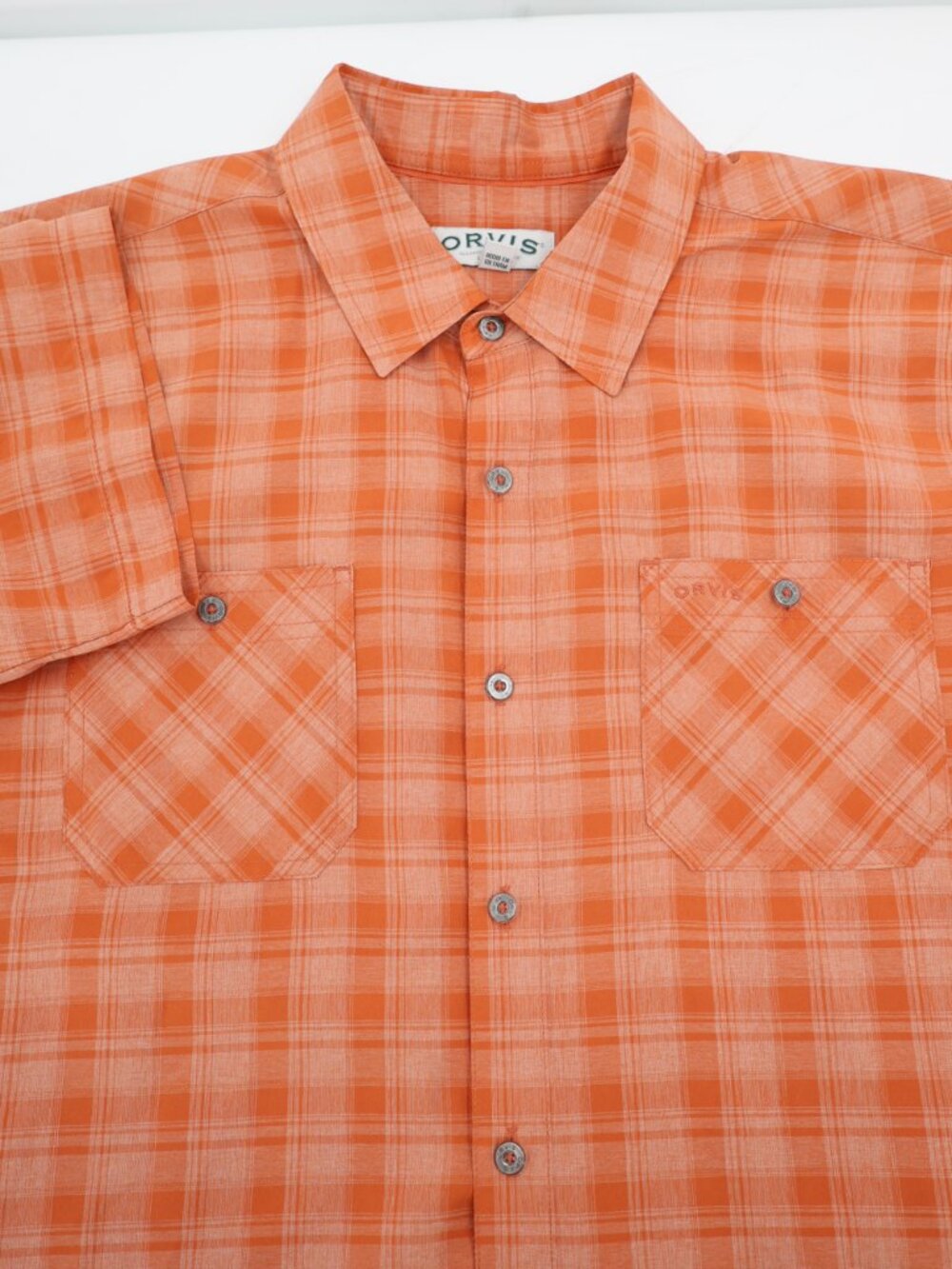 Orvis Shirt Men XL Short Sleeve tech Button Up Plaid Performance Outdoors vented